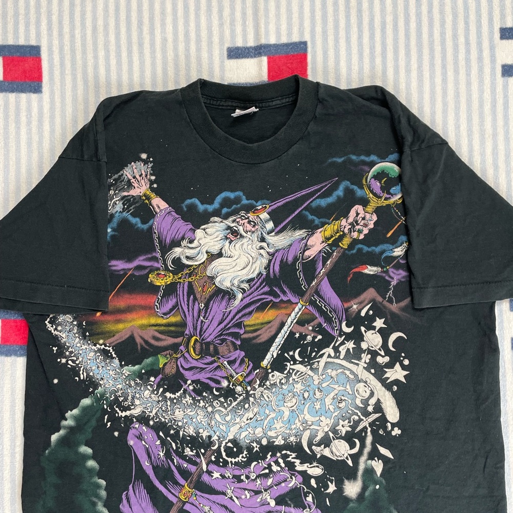 Vintage 1994 Liquid Blue Wizard Double Sided AOP all over print tee shirt - Picture 3 of 16
